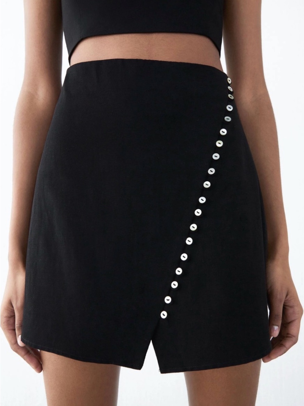 Zara Black Skirt with Button Detail